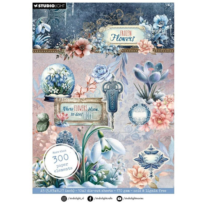 Studio Light Blok s papírovými výseky Studio Light "Frozen Flowers", A5, 20 l.