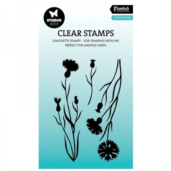 Gelová razítka Studio Light, 3 ks - Chrpy, siluety Aladine