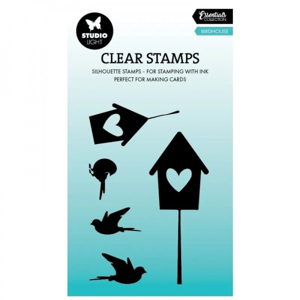 Gelová razítka Studio Light, 5 ks - Ptačí budka, siluety Aladine