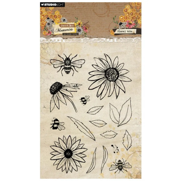 Studio Light Gelová razítka Studio Light "Sweet Bee Memories", 16 ks - Včely a třapatky
