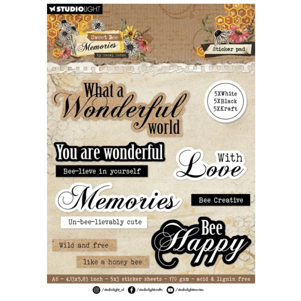 Studio Light Samolepky v bloku Studio Light "Sweet Bee Memories", A6, 15 l. - Věnování