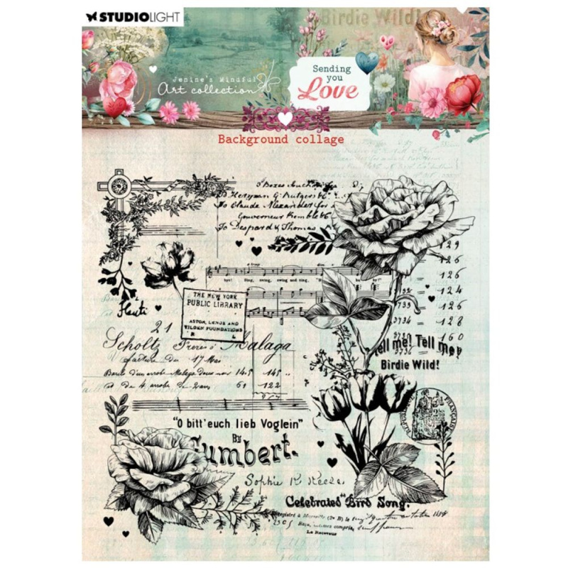 Gelové razítko Studio Light Sending You Love, 12,9x12,9 cm - Rozkvetlé noty Aladine