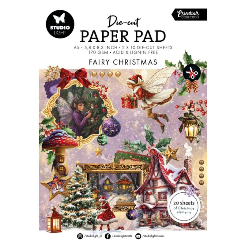 Studio Light Blok s papírovými výseky Studio Light "Fairy Christmas", A5, 20 l. - Vánoce s vílami
