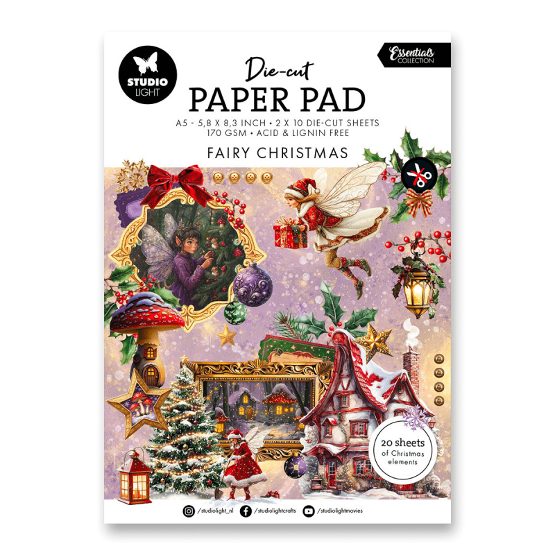 Studio Light Blok s papírovými výseky Studio Light "Fairy Christmas", A5, 20 l. - Vánoce s vílami