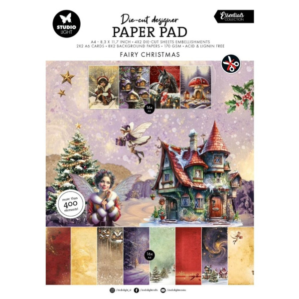 Studio Light Kreativní blok s výseky Studio Light "Fairy Christmas", A4, 28 l. - Vánoce s vílami