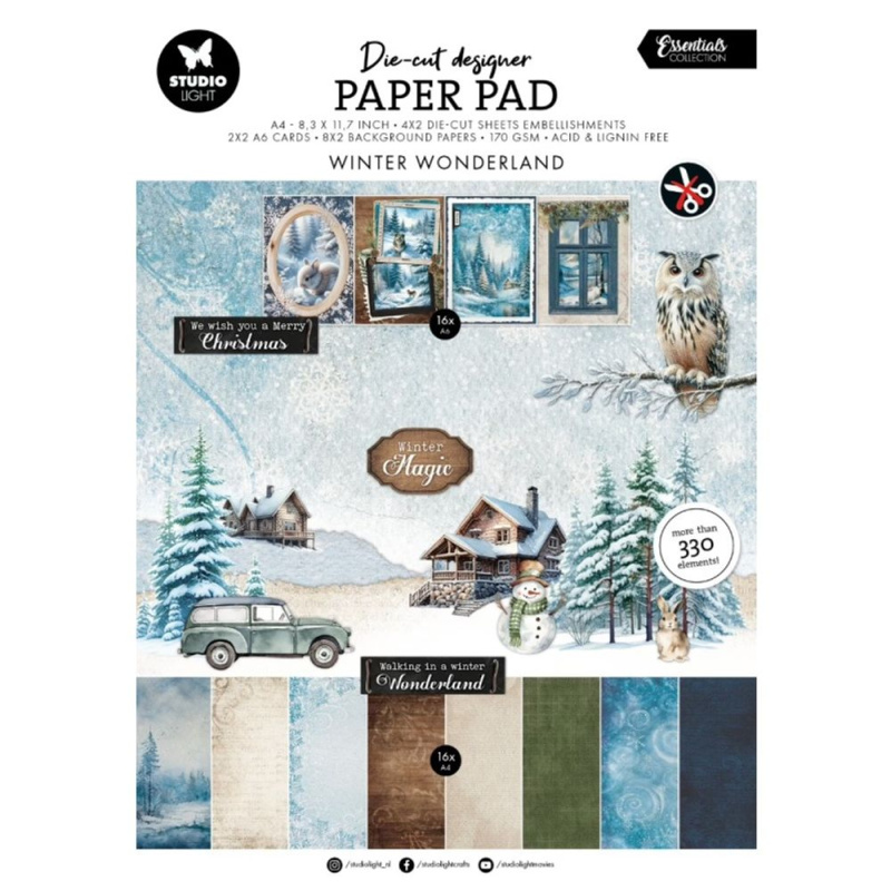 Studio Light Kreativní blok s výseky Studio Light "Winter Wonderland", A4, 28 l. - Zima se zvířátky