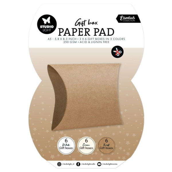 Studio Light DIY Dárkové krabičky Studio Light, A5, 18 l. - bílé, krémové, kraft