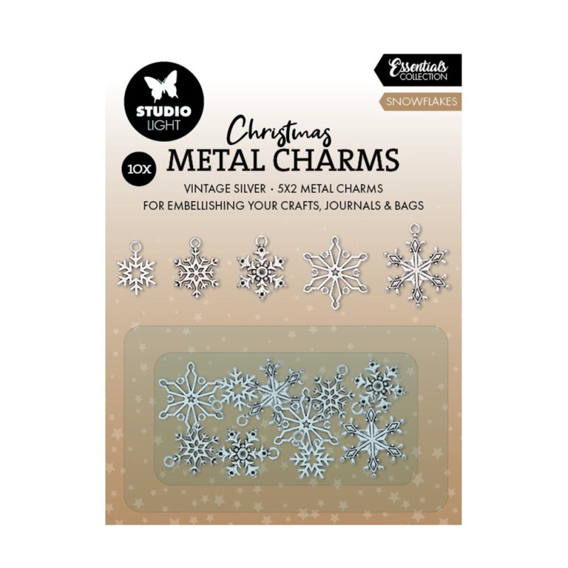 Studio Light Kovové přívěsky Studio Light, 10 ks - Stříbrné vločky
