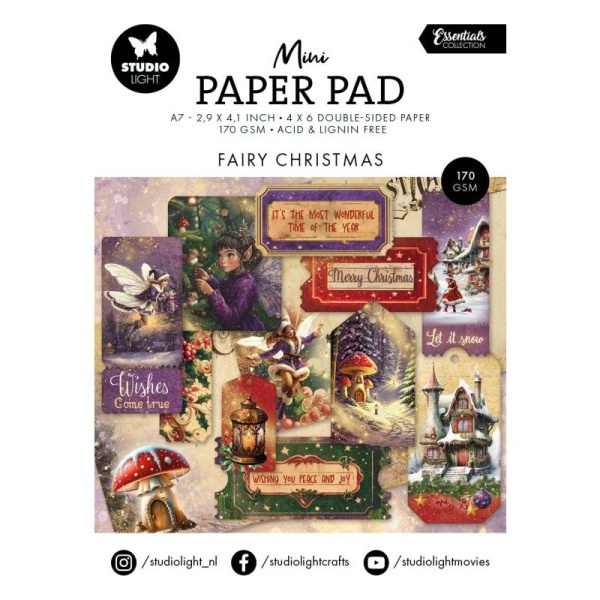 Studio Light Mini kreativní blok Studio Light "Fairy Christmas", A7, 24 l. - Vánoce s vílami
