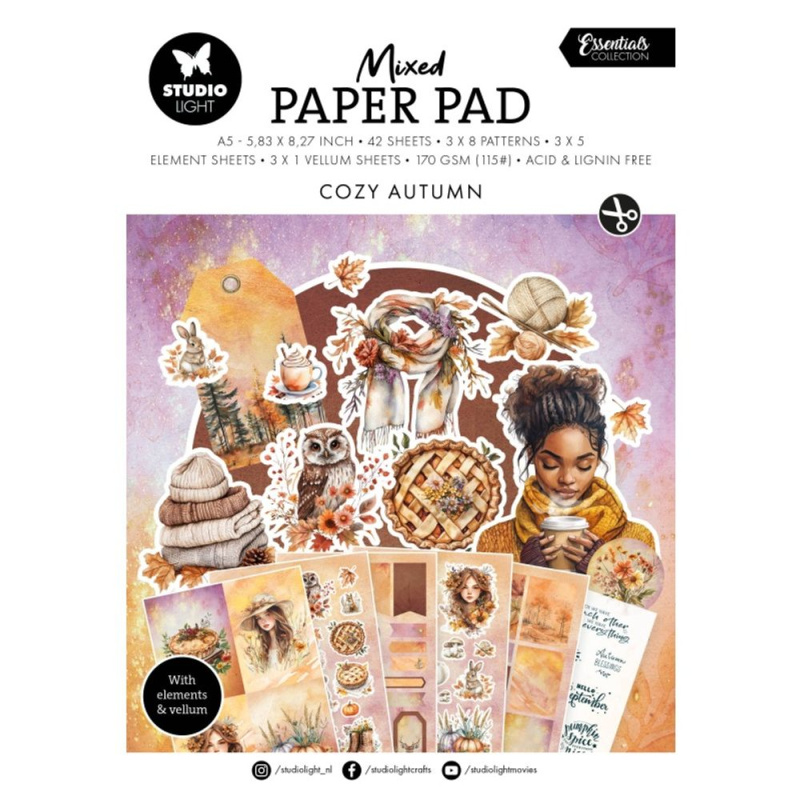 Studio Light Kreativní blok Studio Light Mixed Paper Pad, A5, 42 l. - Přívětivý podzim