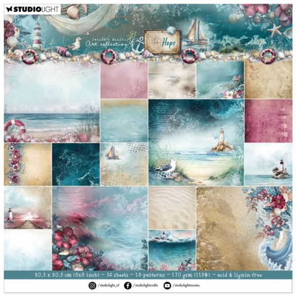 Studio Light Blok podkladových papírů Studio Light "Tide of Hope", 20,3x20,3 cm, 36 l.