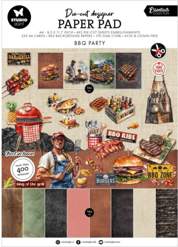 Studio Light Kreativní blok s výseky Studio Light "BBQ Party", A4, 28 l. - Grilovačka