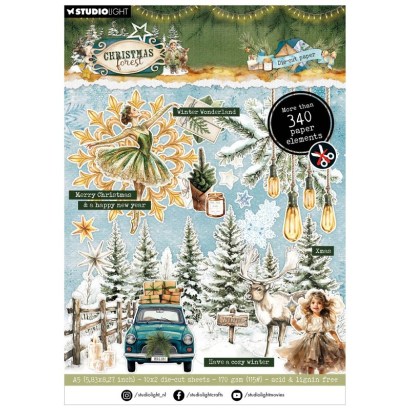 Studio Light Blok s papírovými výseky Studio Light "Christmas Forest", A5, 20 l. - Vánoční lesík