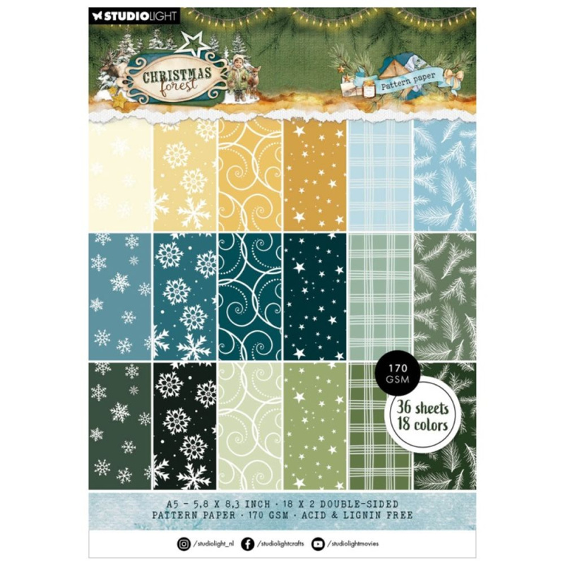 Studio Light Blok vzorovaných papírů Studio Light "Christmas Forest", A5, 36 l. - Vánoční lesík