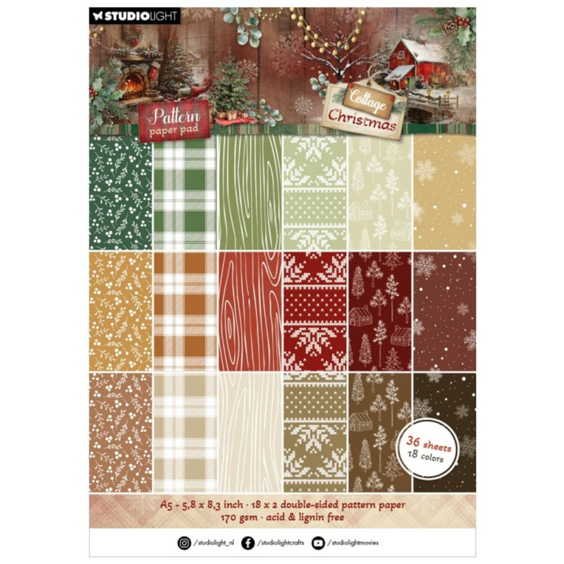 Studio Light Blok vzorovaných papírů Studio Light "Cottage Christmas", A5, 36 l. - Vánoce na chatě