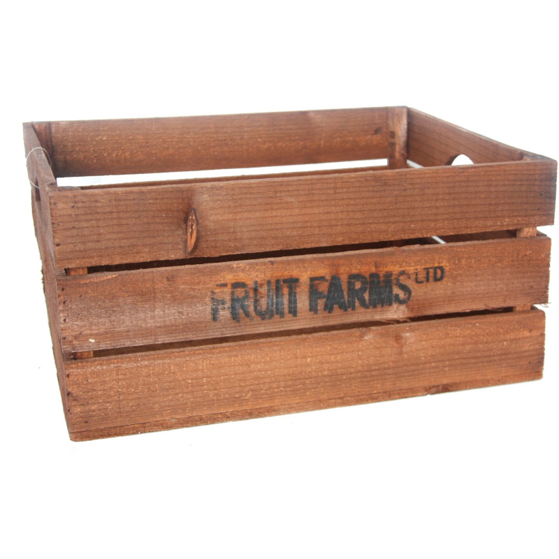 Dřevěná bedna s úchyty, hnědá, 45 x 35 x 22 cm, 34 l