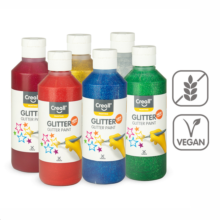 Sada barev Creall Glitter, 6 × 250 ml, mix barev