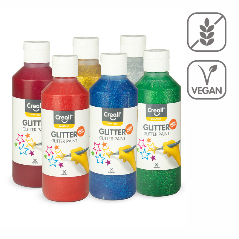 Sada barev Creall Glitter, 6 × 250 ml, mix barev