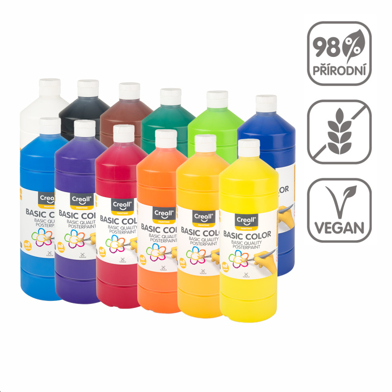 Sada temperových barev Creall, 12 x 1000 ml - mix barev