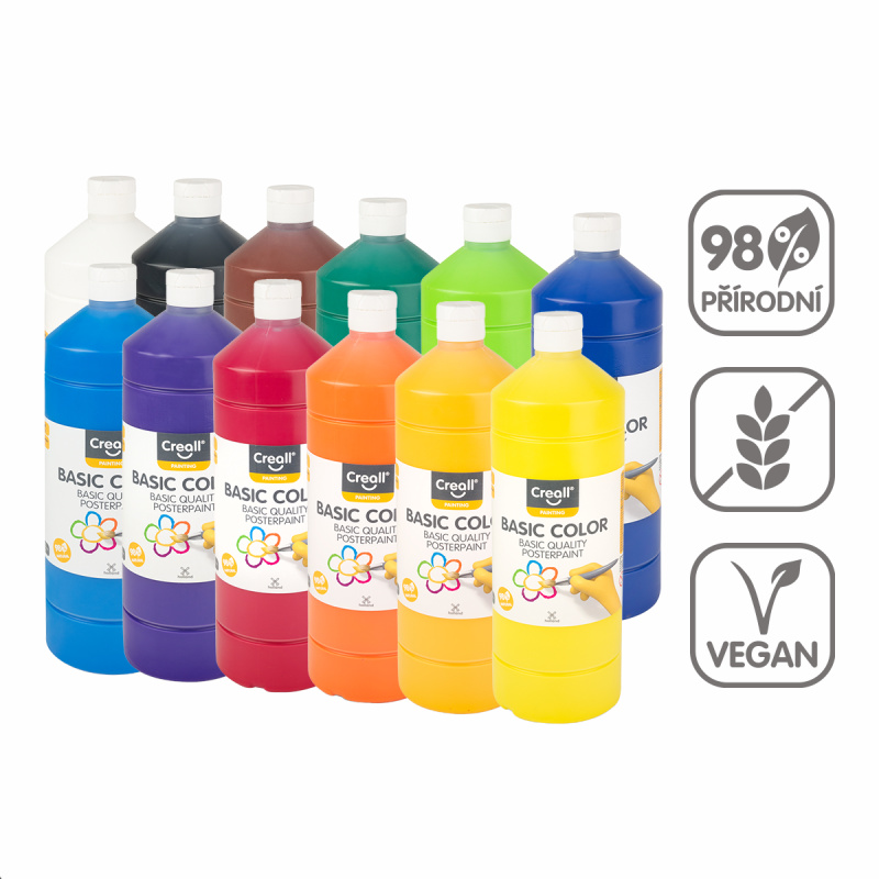 Sada temperových barev Creall 12 x 500 ml - mix barev