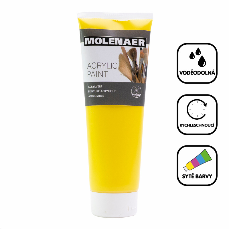 Akrylová barva Molenaer 250 ml - žlutá