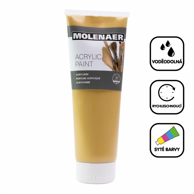 Akrylová barva Molenaer 250 ml - zlatá