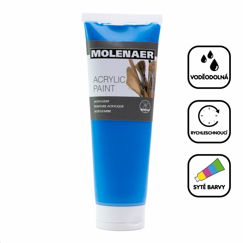 Akrylová barva Molenaer 250 ml - modrá