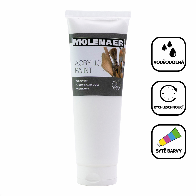 Akrylová barva Molenaer 250 ml - bílá