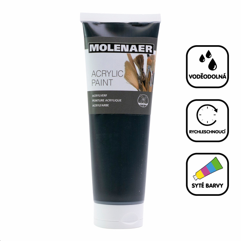 Akrylová barva Molenaer 250 ml - černá