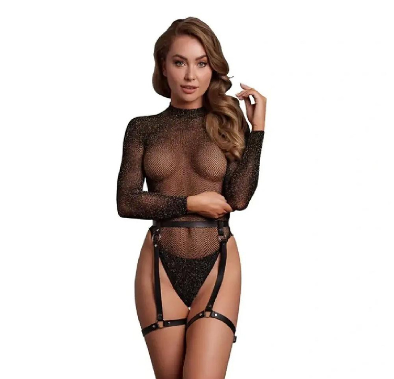 Le Désir Set body a podvazkový pás - černé