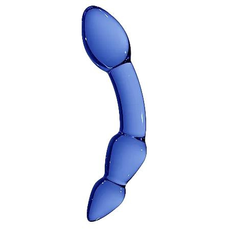 Chrystalino Superior Skleněné dildo oboustranné - modré