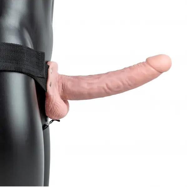 Realrock Hollow Strap-on dutý připínací penis s varlaty 23 cm - tělový