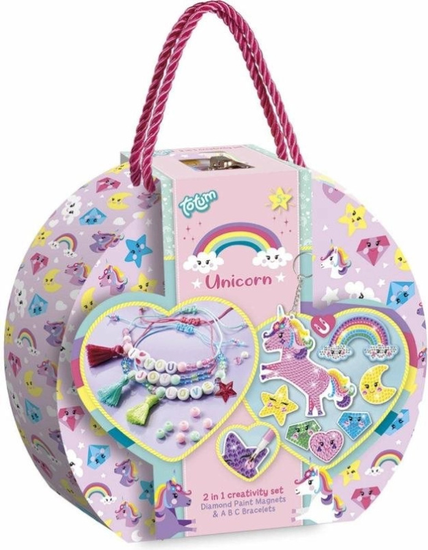 kreativní sada 2v1 unicorn – diamantové malování a výroba náramků