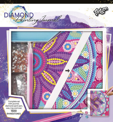 Lowlands Kreativní sada diamantový deník květina s nalepovacími diamanty v krabici 19x21x3cm