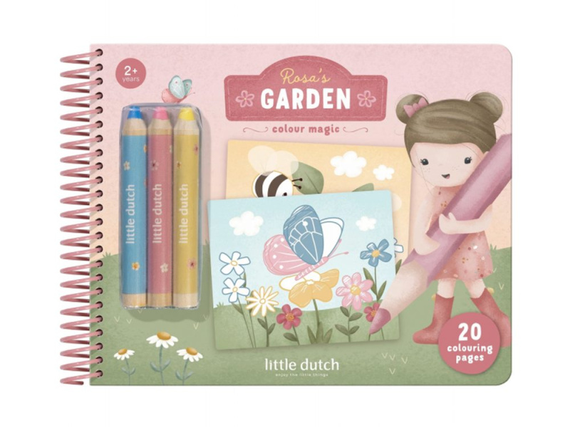 Omaľovánky s pastelkami Záhrada Rosa