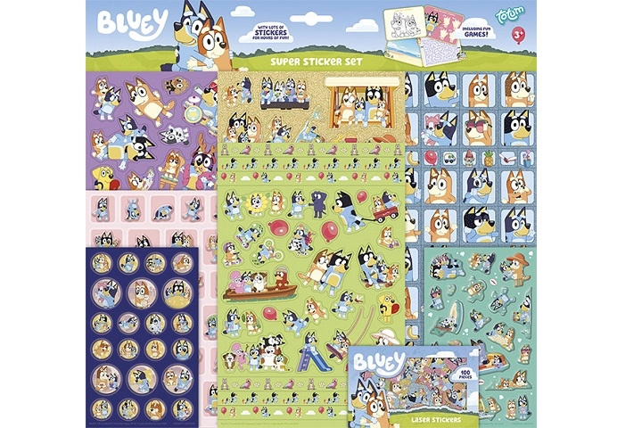 Bluey super samolepky – sada 8 archů