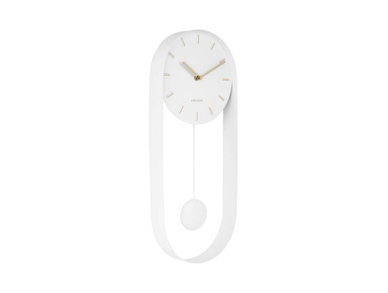 Karlsson Nástěnné hodiny s kyvadlem PENDULUM, 50 x 20 x 4,8 cm bílý