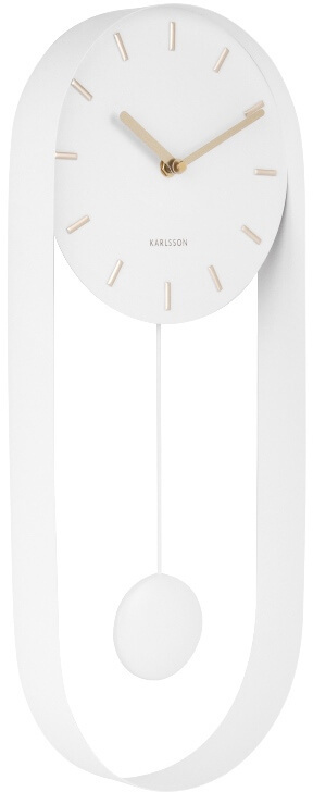 Karlsson Nástěnné hodiny s kyvadlem PENDULUM, 50 x 20 x 4,8 cm bílý