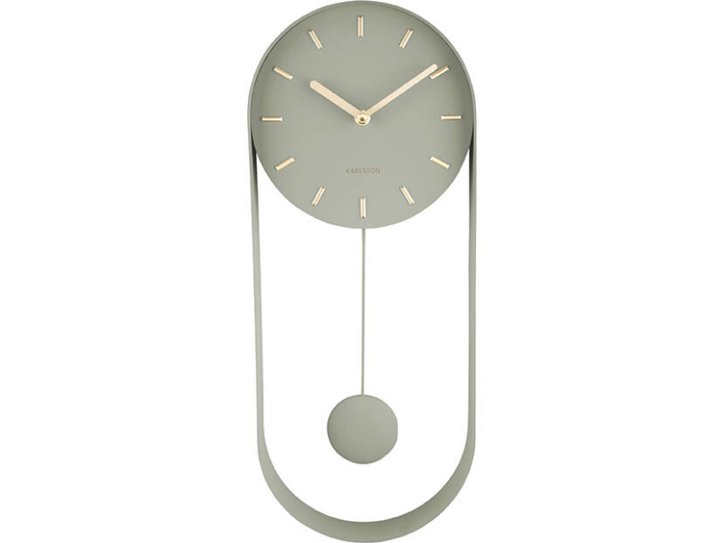 Karlsson Nástěnné hodiny s kyvadlem PENDULUM, 50 x 20 x 4,8 cm zelený