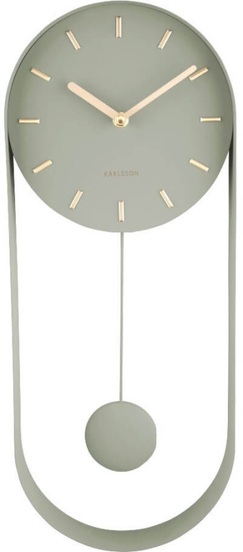Karlsson Nástěnné hodiny s kyvadlem PENDULUM, 50 x 20 x 4,8 cm zelený