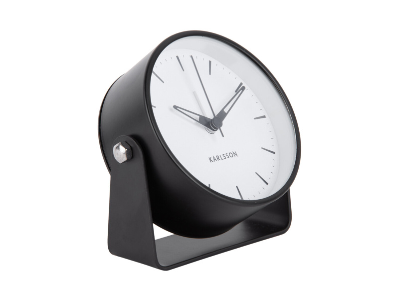 Karlsson Minimalistický budík CALM, Ø 9,5 cm, černý černá