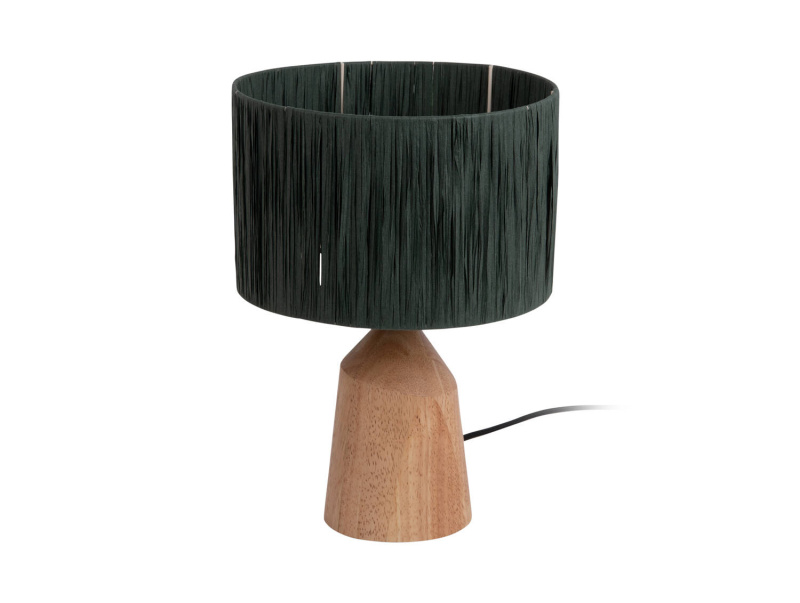 Leitmotiv Stolní lampa TRAPEZE s dřevěnou konstrukcí, Ø 25 cm hnědá