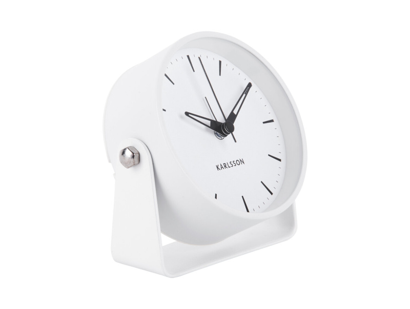 Karlsson Minimalistický budík CALM, Ø 9,5 cm, bílý bílý