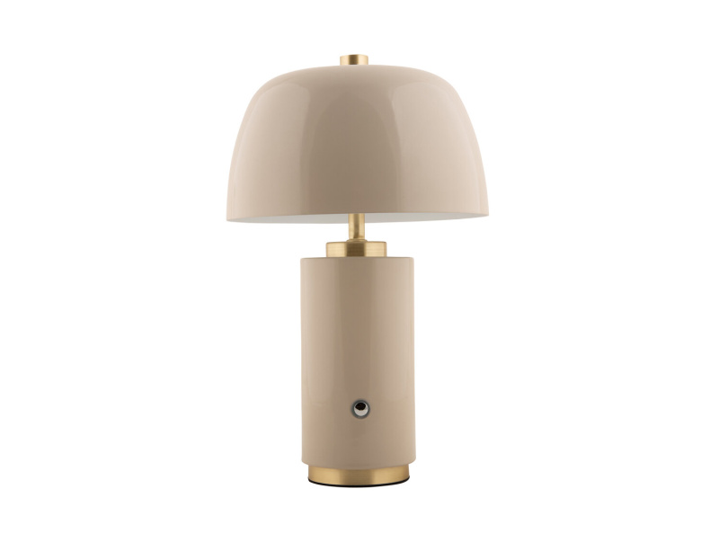 Leitmotiv Stolní lampa ve tvaru hřibu FREYA, bezdrátová, Ø 18 cm šedá