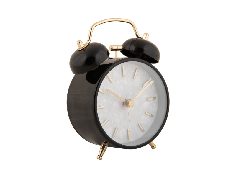 Karlsson Retro budík PEARL GLOW, Ø 8 cm, černý černá
