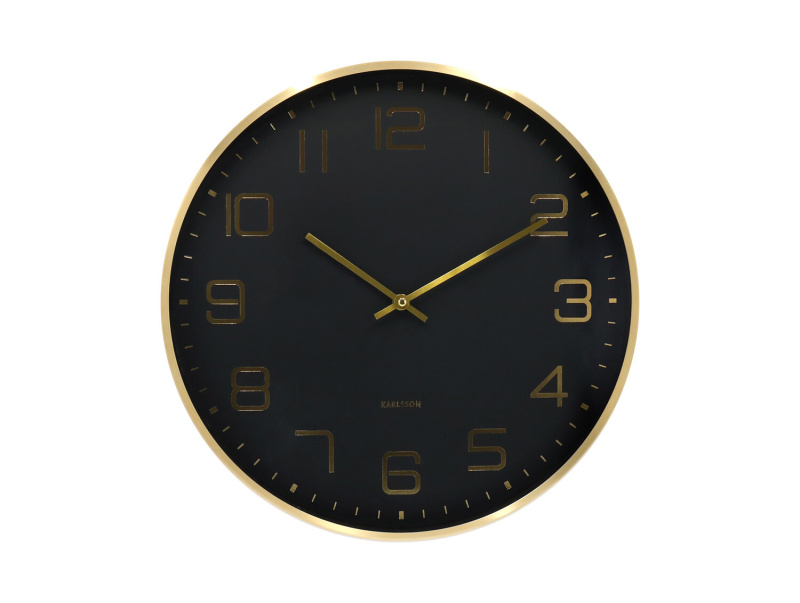 Karlsson Nástěnné hodiny ELEGANCE GLOW, Ø 40 cm, černé černá