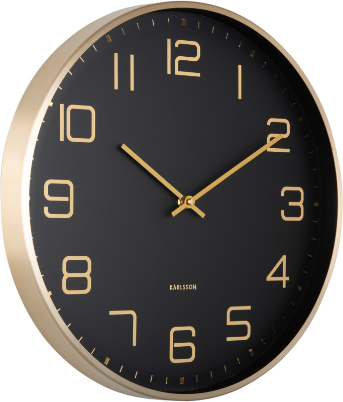 Karlsson Nástěnné hodiny ELEGANCE GLOW, Ø 40 cm, černé černá