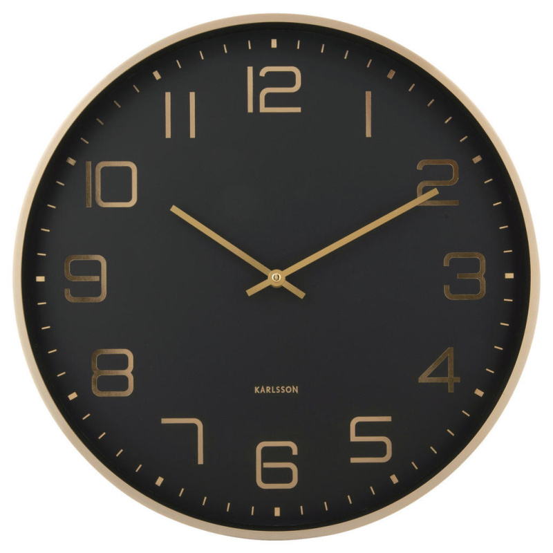Karlsson Nástěnné hodiny ELEGANCE GLOW, Ø 40 cm, černé černá