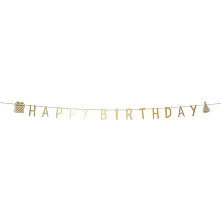 Banner Happy Birthday 2 m zlatý 1 ks