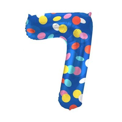 Balónek fóliový 86 cm barevné puntíky číslo 7 Albi